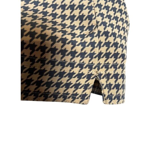 Liz Claiborne Houndstooth Top 22 Tan Classic Old Money Chic Resort Retro Neutral - Picture 7 of 11